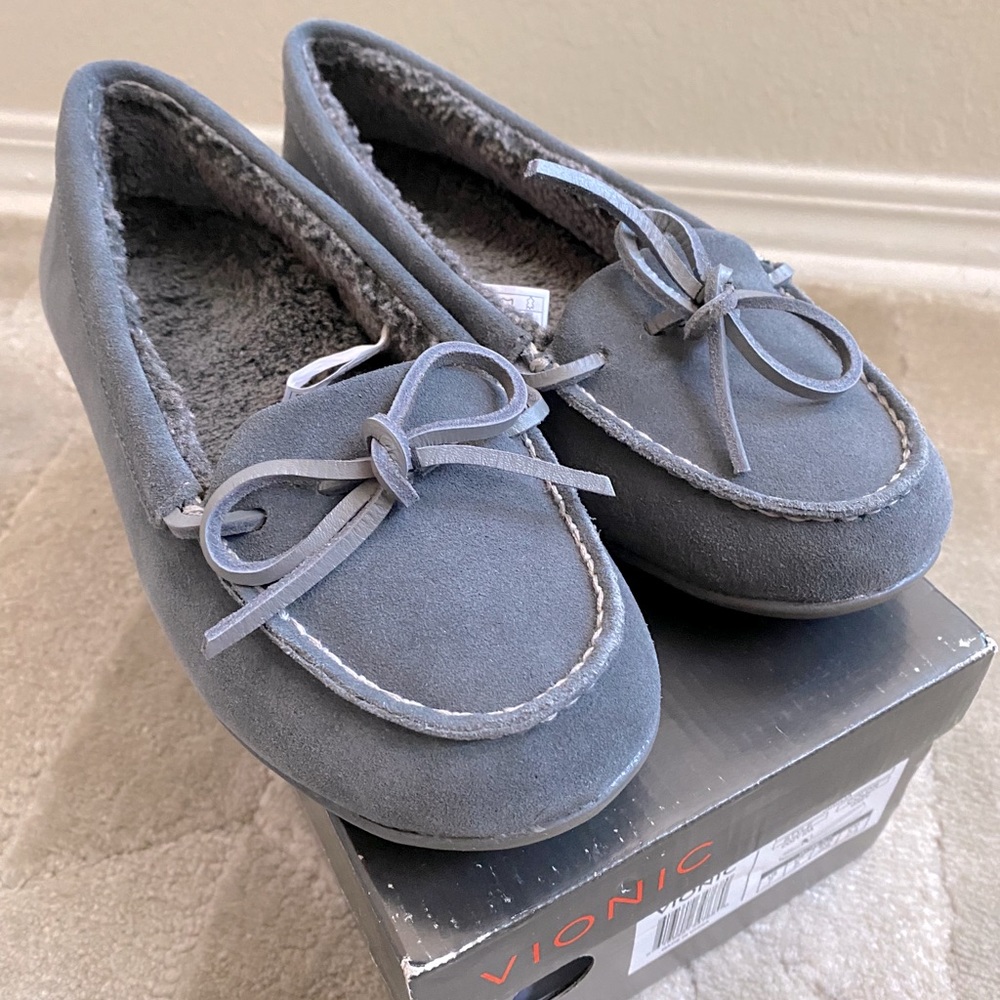 Grey Vionic Cozy Ida moccasins